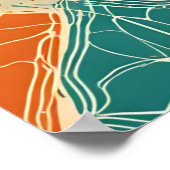 Teal, Orange, and Tan Abstract Flowers Poster (Ecke)