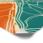 Teal, Orange, and Tan Abstract Flowers Poster (Ecke)
