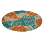 Teal, Orange, and Tan Abstract Flowers Schneidebrett (Ecke)