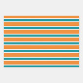 Teal, Orange, and White Chevron & Stripe Patterns Geschenkpapier Set (Vorderseite 2)