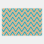 Teal, Orange, and White Chevron & Stripe Patterns Geschenkpapier Set (Vorderseite)