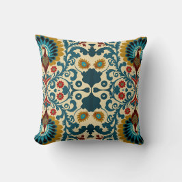 Teal, orange and yellow floral pattern  kissen