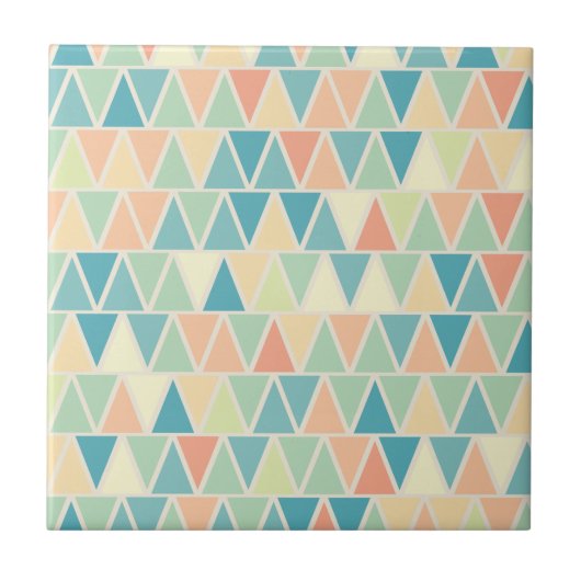 Teal Orange Dreiecksmuster Fliese (Vorderseite)