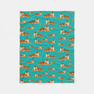 Teal Orange Dschungel Tiger Tiermuster Fleecedecke