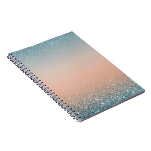 Teal & Orange Notebook with Blue Glitter Notizblock (Rechte Seite)