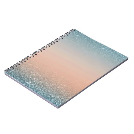 Teal & Orange Notebook with Blue Glitter Notizblock (Linke Seite)
