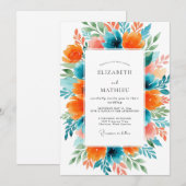 Teal Orange Vivacious Summer Wedding Einladung (Vorne/Hinten)