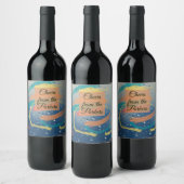 Teal, Orange, Yellow & Coral Brushstrokes Weinetikett (Flaschen)