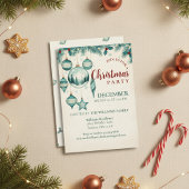  Teal Ornament Christmas Party Invitation Art Einladung