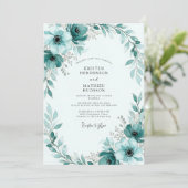 Teal Painterly Winter Wedding Einladung (Stehend Vorderseite)