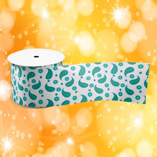 Teal-Paisley-Blumenmuster Satinband