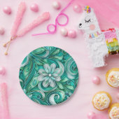 Teal paper flower seamless pattern  pappteller (Party)