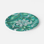 Teal paper flower seamless pattern  pappteller (Schrägansicht)