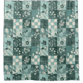 Teal-Patchwork-Quilt im rustikalen Blumenmuster Re Duschvorhang (Vorderseite)