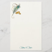 Teal Peacock Wedding with Gold Wedding Bands Briefpapier (Vorderseite)