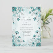 Teal Picturesque Spring Wedding Einladung (Stehend Vorderseite)