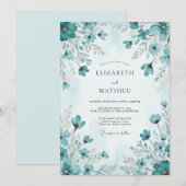 Teal Picturesque Spring Wedding Einladung (Vorne/Hinten)
