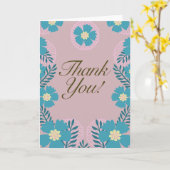 Teal Pink Blumen Dankeskarten Karte (Gelbe Blume)