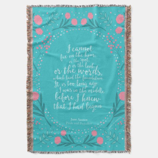 Teal & Pink Floral Jane Austen Pride and Prejudice Decke (Vorderseite Vertikal)
