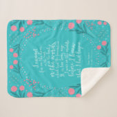 Teal & Pink Floral Jane Austen Pride and Prejudice Sherpadecke (Vorderseite (Horizontal))