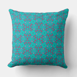 Teal Pink Retro Geometry Pillow Kissen