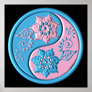 Teal & Pink Yin Yang Poster