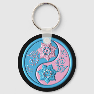 Teal & Pink Yin Yang Schlüsselanhänger