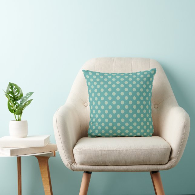 Teal Polka Dot Pattern Kissen (Stuhl )