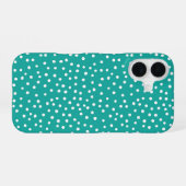 Teal Polka Dot Pattern Phone Case iPhone 16 Hülle (Rückseite (Horizontal))
