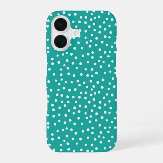Teal Polka Dot Pattern Phone Case iPhone 16 Hülle (Rückseite)