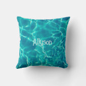 Teal Pool Water, White Name or Monogram, VS 2 Kissen (Rückseite)