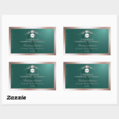 Teal Product Label Rose Gold Frame Logo Monogram Rechteckiger Aufkleber (Blatt)