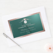 Teal Product Label Rose Gold Frame Logo Monogram Rechteckiger Aufkleber (Umschlag)
