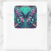 Teal & Purple Butterfly Quadratischer Aufkleber (Tasche)