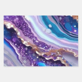 Teal Purple Galaxy Agate Marble Pattern Geschenkpapier Set (Vorderseite 3)