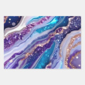 Teal Purple Galaxy Agate Marble Pattern Geschenkpapier Set (Vorderseite)