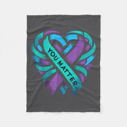Teal Purple Heart You Suicide Prevention Awareness Fleecedecke (Vorderseite)