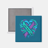 Teal Purple Heart You Suicide Prevention Awareness Magnet (Vorderseite/Rückseite)