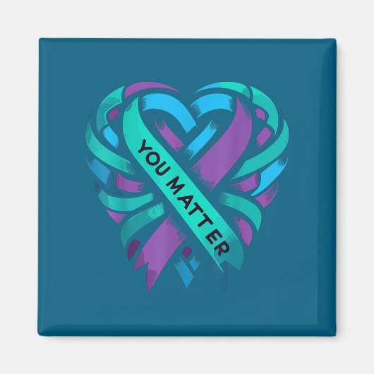 Teal Purple Heart You Suicide Prevention Awareness Magnet (Vorne)