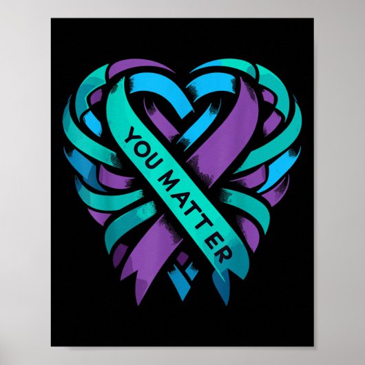 Teal Purple Heart You Suicide Prevention Awareness Poster (Vorne)