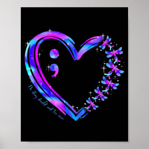 Teal-Purple-Herz für das Bewusstsein für Suizidprä Poster