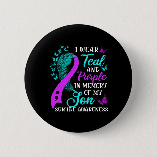 Teal Purple In Memory Of My Son Suicide Awareness  Button (Vorderseite)