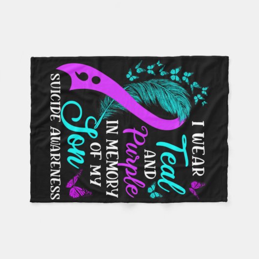 Teal Purple In Memory Of My Son Suicide Awareness Fleecedecke (Vorderseite (Horizontal))