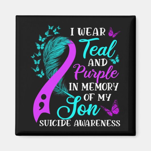 Teal Purple In Memory Of My Son Suicide Awareness Magnet (Vorne)