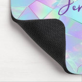 Teal & Purple Iridescent Design, Script Name Mousepad (Ecke)
