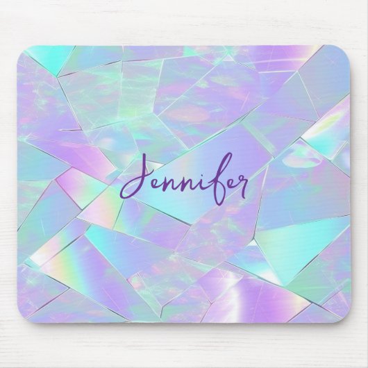 Teal & Purple Iridescent Design, Script Name Mousepad (Vorne)