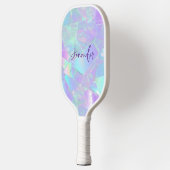 Teal & Purple Iridescent Design, Script Name Pickleball Schläger (Links)