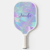 Teal & Purple Iridescent Design, Script Name Pickleball Schläger (Rückseite)