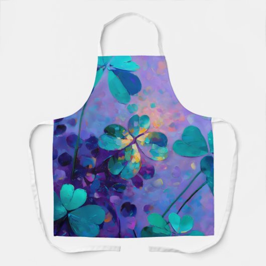 Teal & Purple Lucky Clover Art Apron Schürze (Vorderseite)