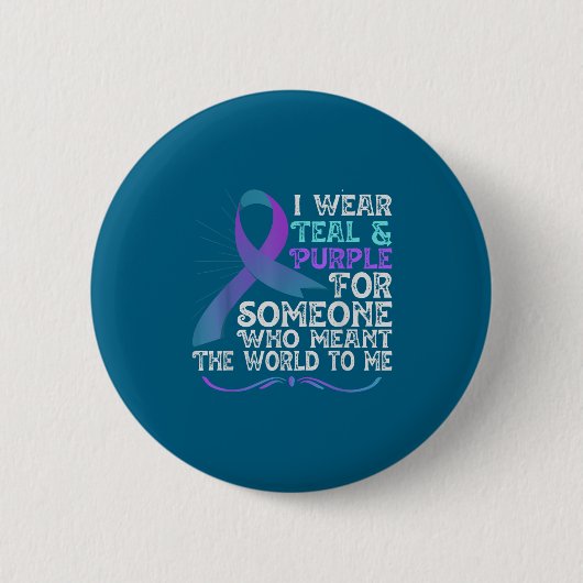 Teal Purple Ribbon For Suicide Prevention Awarenes Button (Vorderseite)